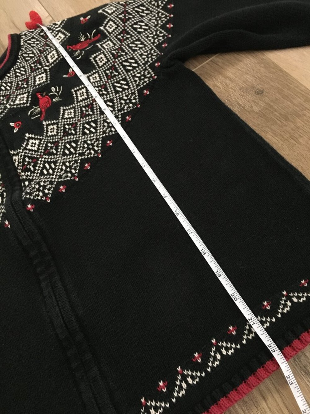 Vintage Northern Reflections Cotton Cardinal Fair Isle Zip Up Sweater - L - Picture 15 of 16